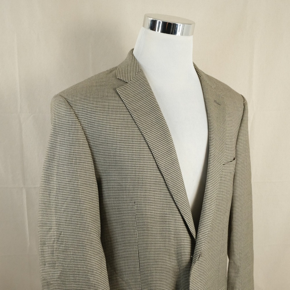 Jos A Bank 42L Sport Coat Wool Blend Brown Houndstooth Two Button Double Vented
